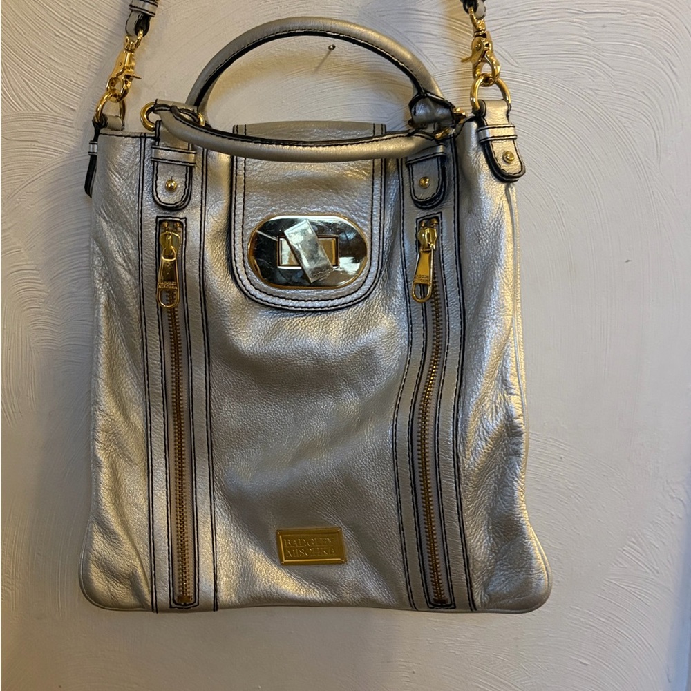 Badgley Mischka Silver Leather Shoulder Bag